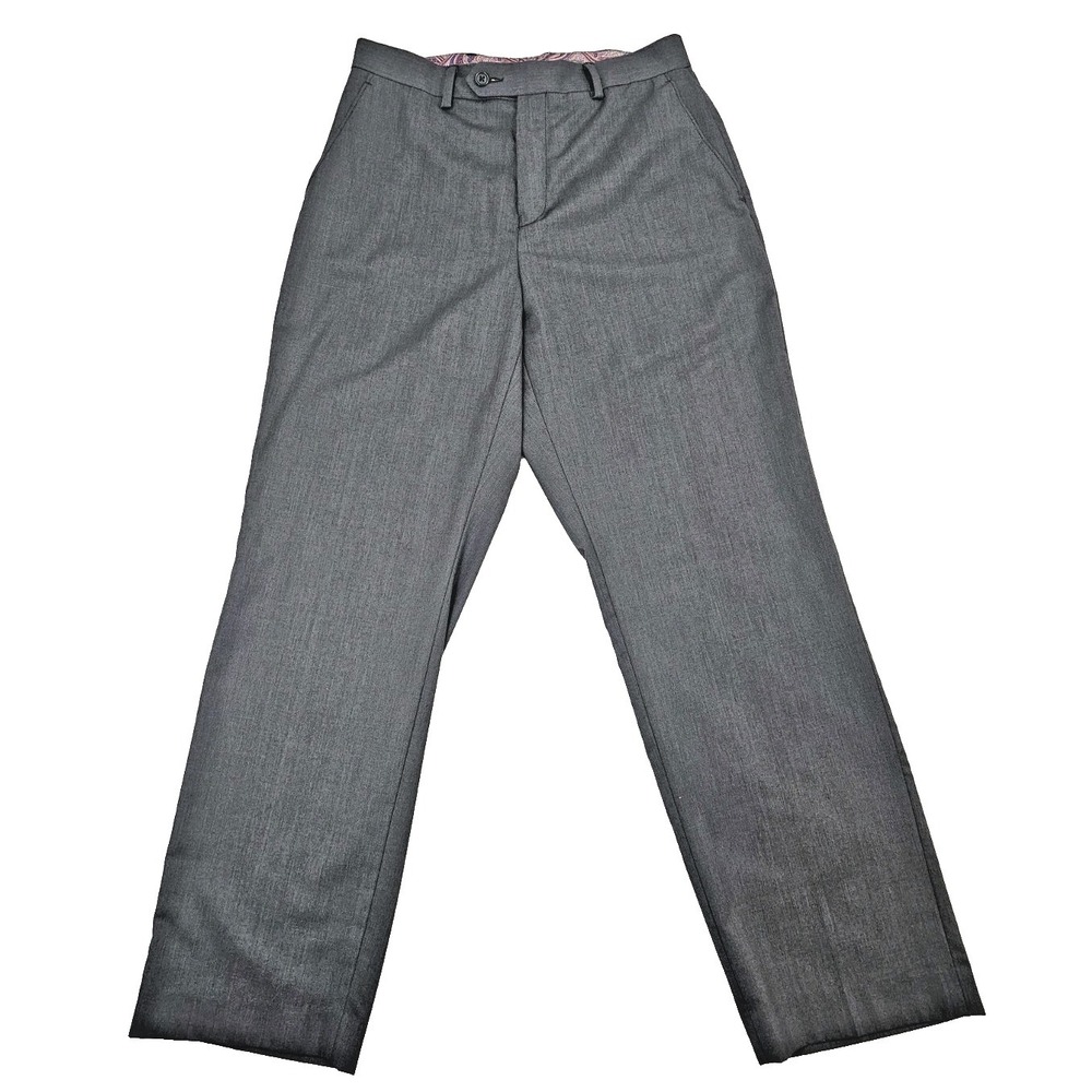 Tallia Dress Pants Mens 30x30 Flat Front Soft Comfortable Charcoal Gray Trousers